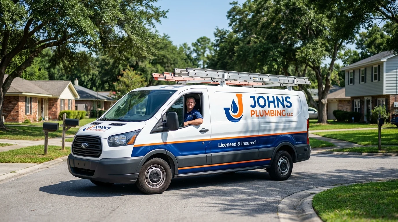 Johns Plumbing LLC service van in Bourbonnais, IL