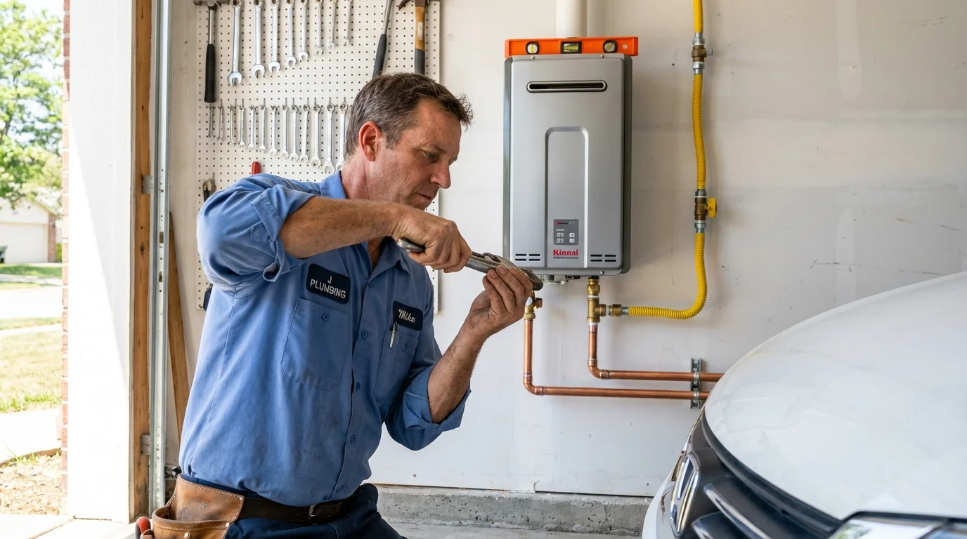 Tankless water heater installation by a Johns Plumbing LLC plumber in Bourbonnais